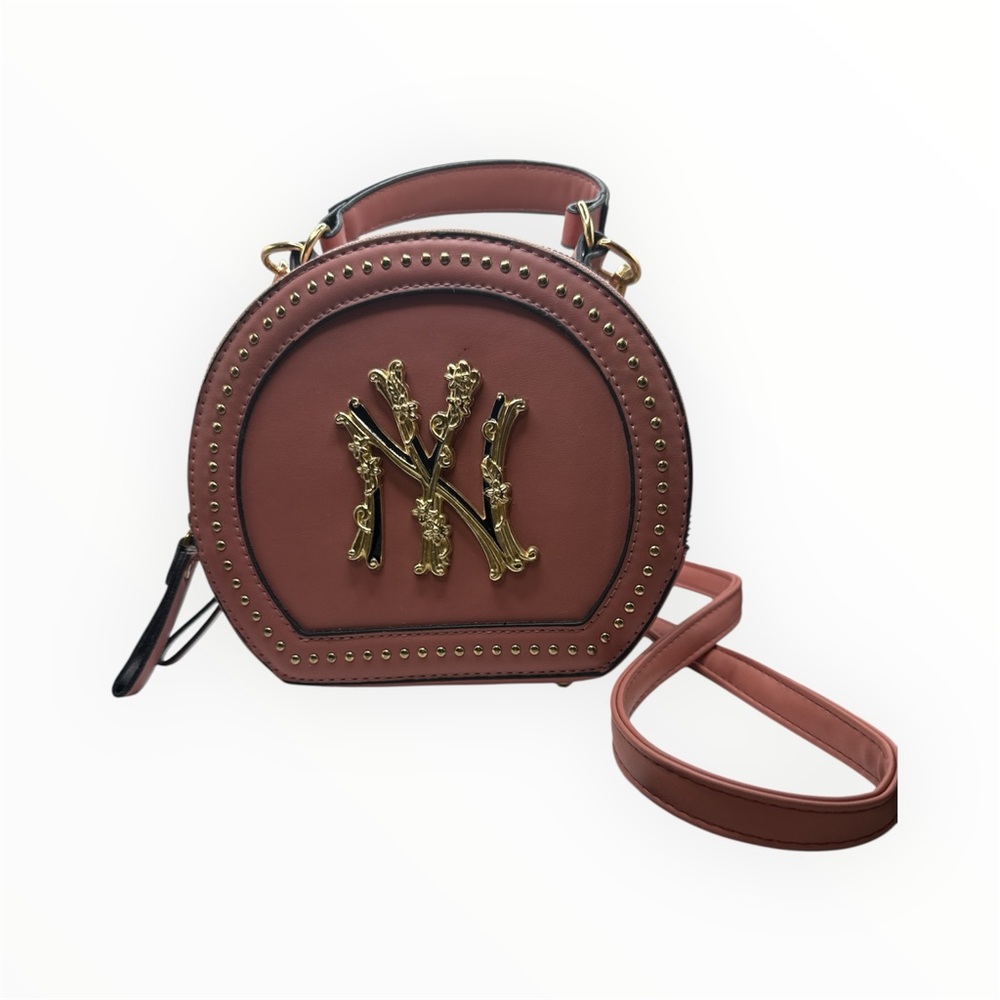 NY Collection Pink Crossbody Bag with Gold Detailing